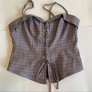 plaid crop top/corset top